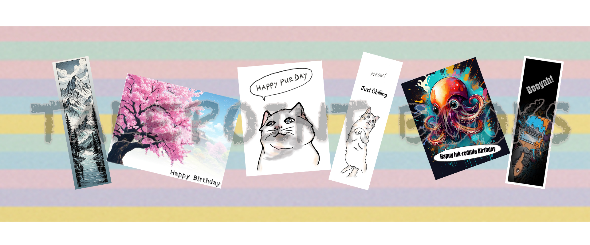 Printed illustrated cards and stationery